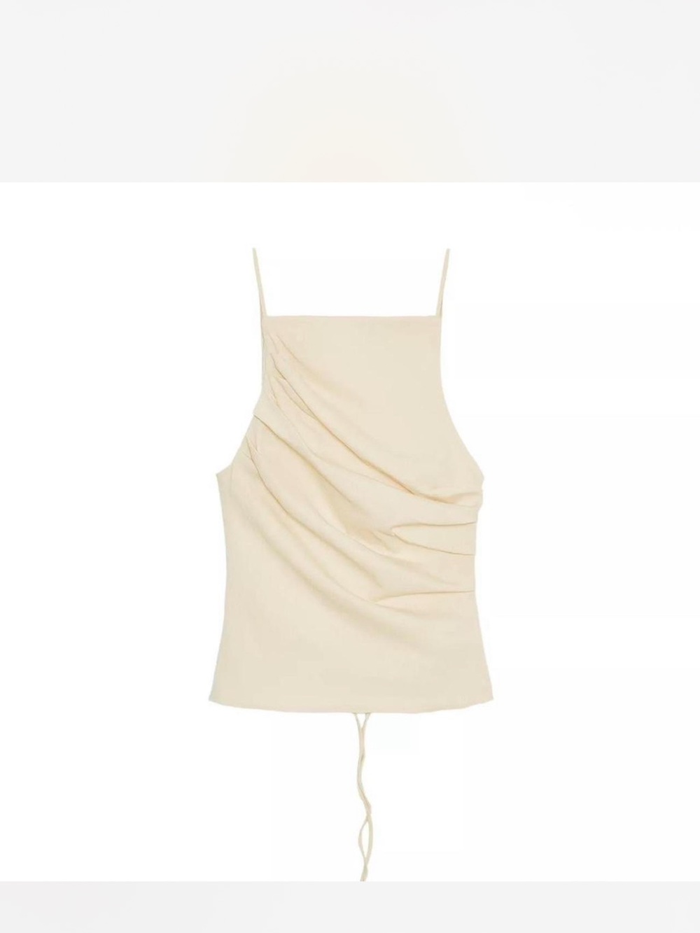 Zara Cream Ruched Spaghetti-Strap Camisole